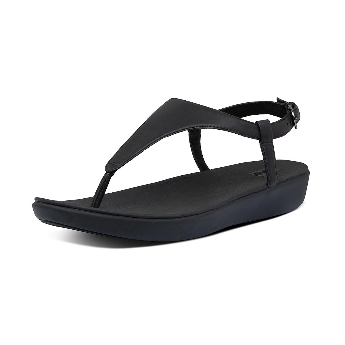 Women's Fitflop LAINEY Leather Back-Strap Sandals Black | Ireland-45901