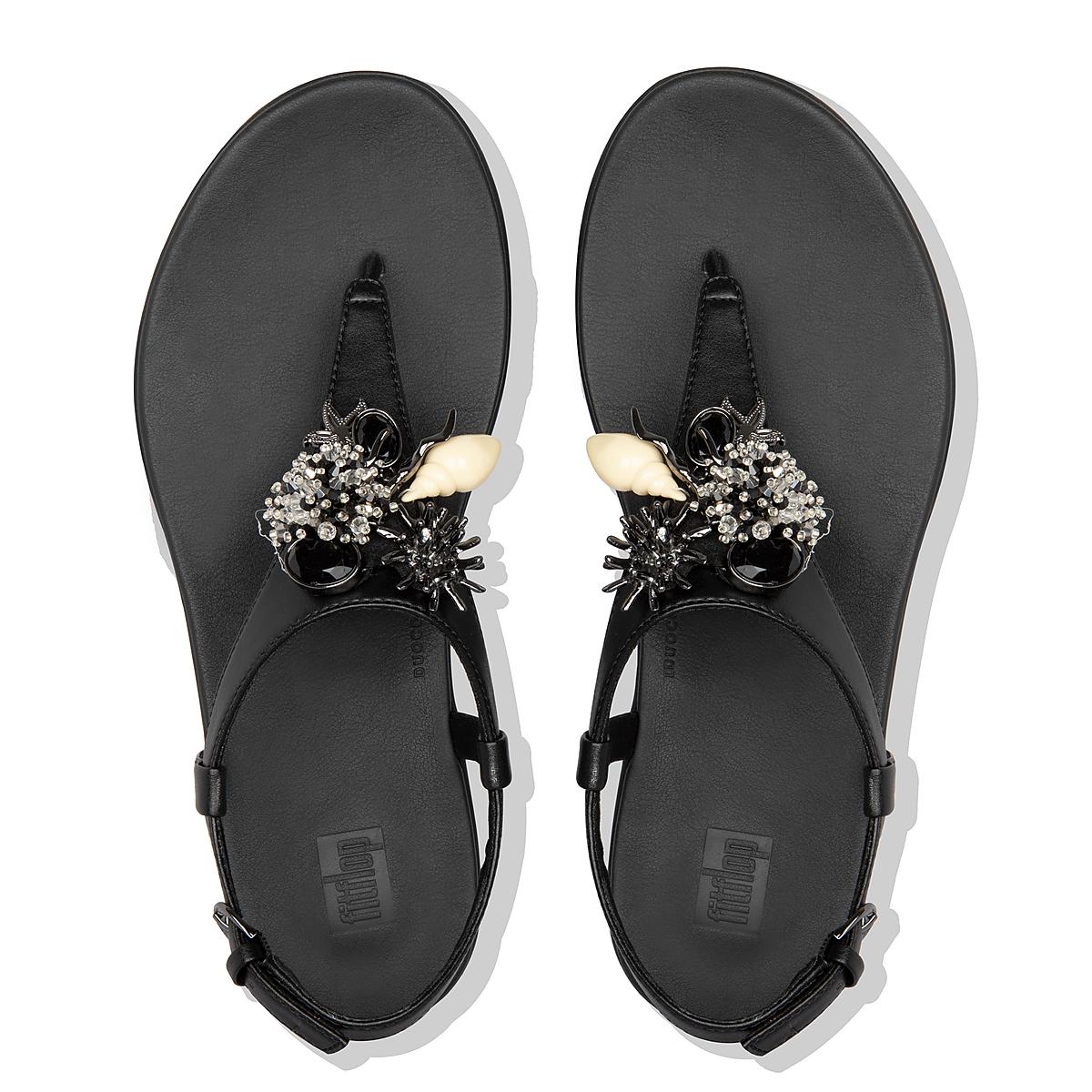 Women's Fitflop LAINEY Under The Sea Back-Strap Sandals Black | Ireland-27649