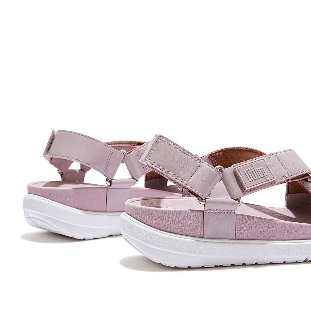 Women's Fitflop LOOSH Leather Cross-Strap Sandals Pink | Ireland-67280