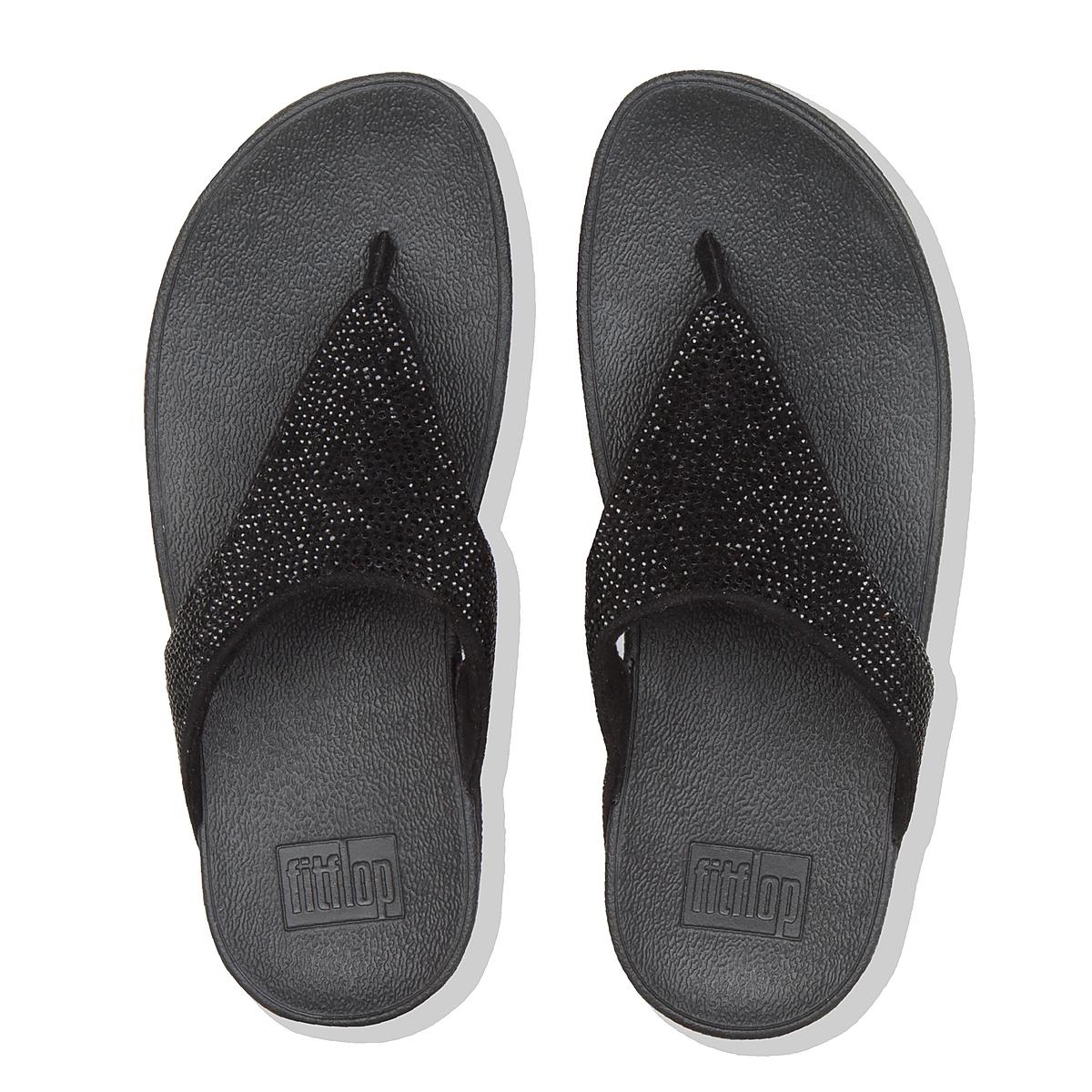 Women's Fitflop LOTTIE Shimmercrystal Toe-Post Sandals Black | Ireland-20891