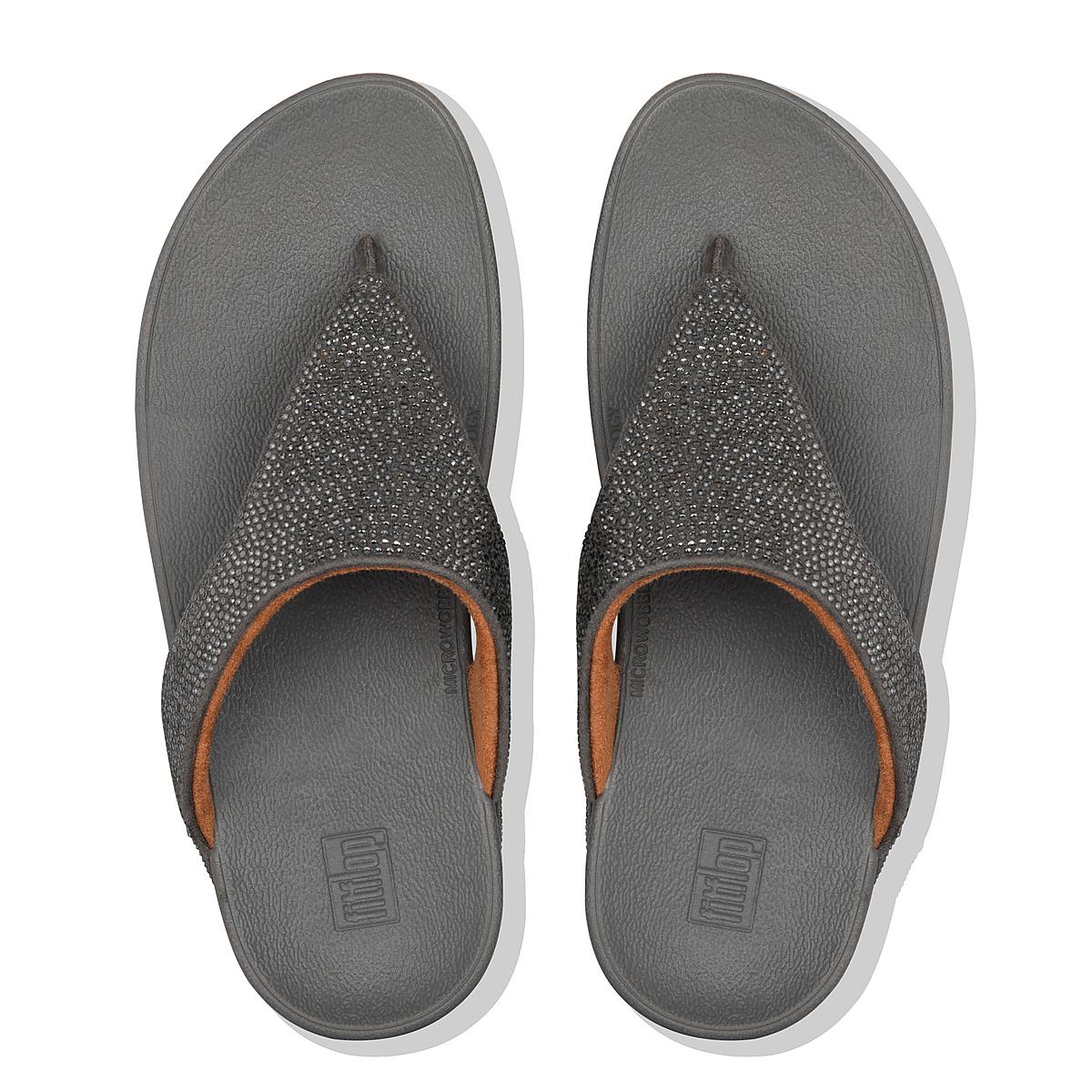 Women's Fitflop LOTTIE Shimmercrystal Toe-Post Sandals Grey | Ireland-38724