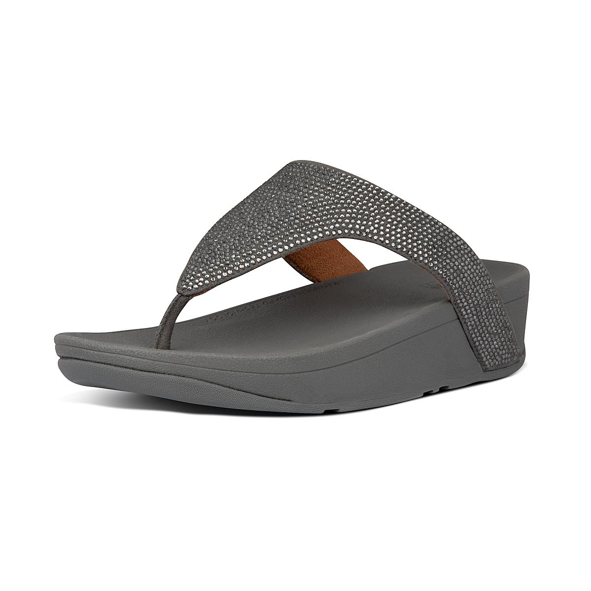 Women's Fitflop LOTTIE Shimmercrystal Toe-Post Sandals Grey | Ireland-38724