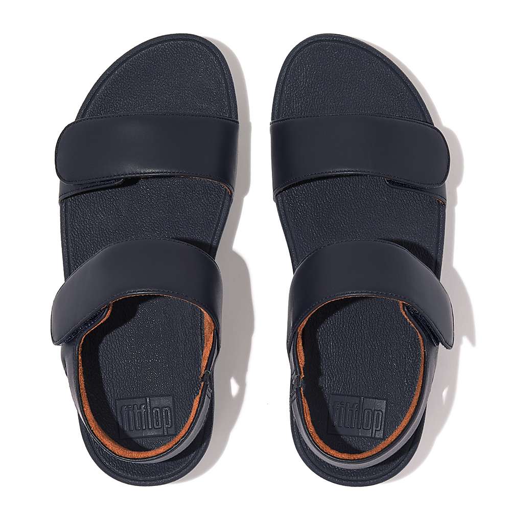 Women's Fitflop LULU Adjustable Leather Sandals Navy | Ireland-53624