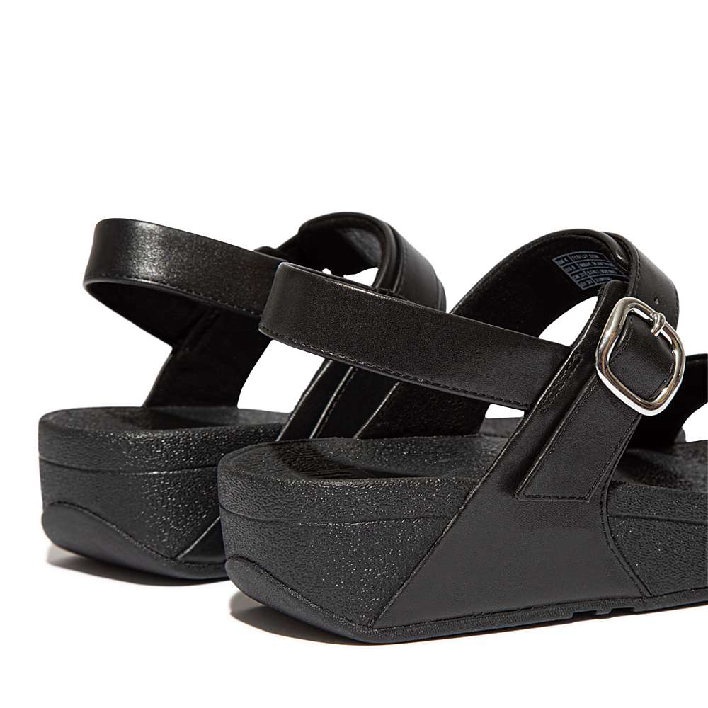 Women's Fitflop LULU Adjustable Leather Sandals Black | Ireland-67309