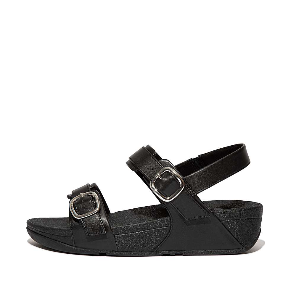 Women\'s Fitflop LULU Adjustable Leather Sandals Black | Ireland-67309