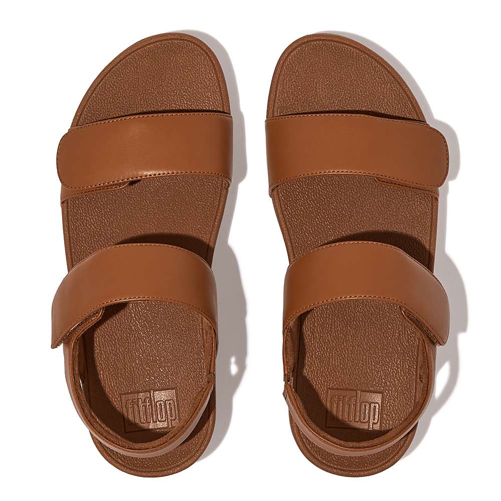 Women's Fitflop LULU Adjustable Leather Sandals Light Brown | Ireland-83794