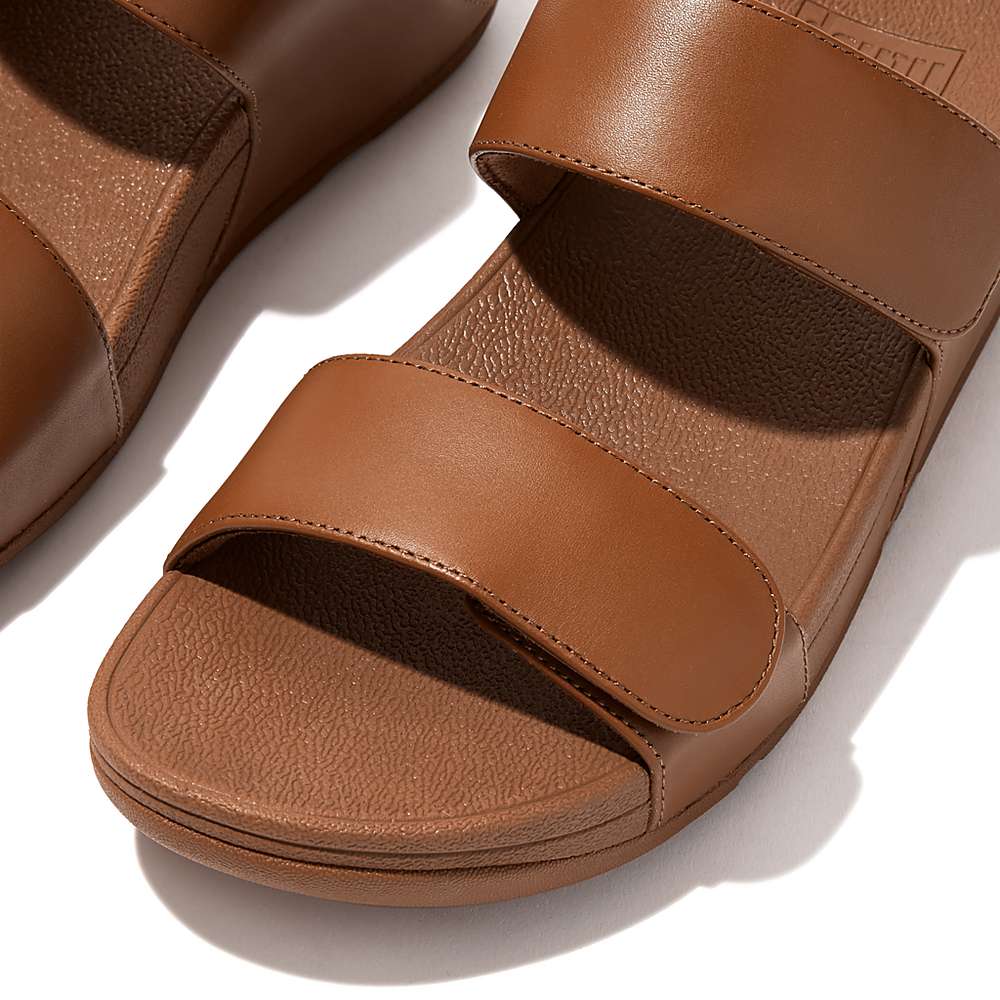 Women's Fitflop LULU Adjustable Leather Sandals Light Brown | Ireland-83794