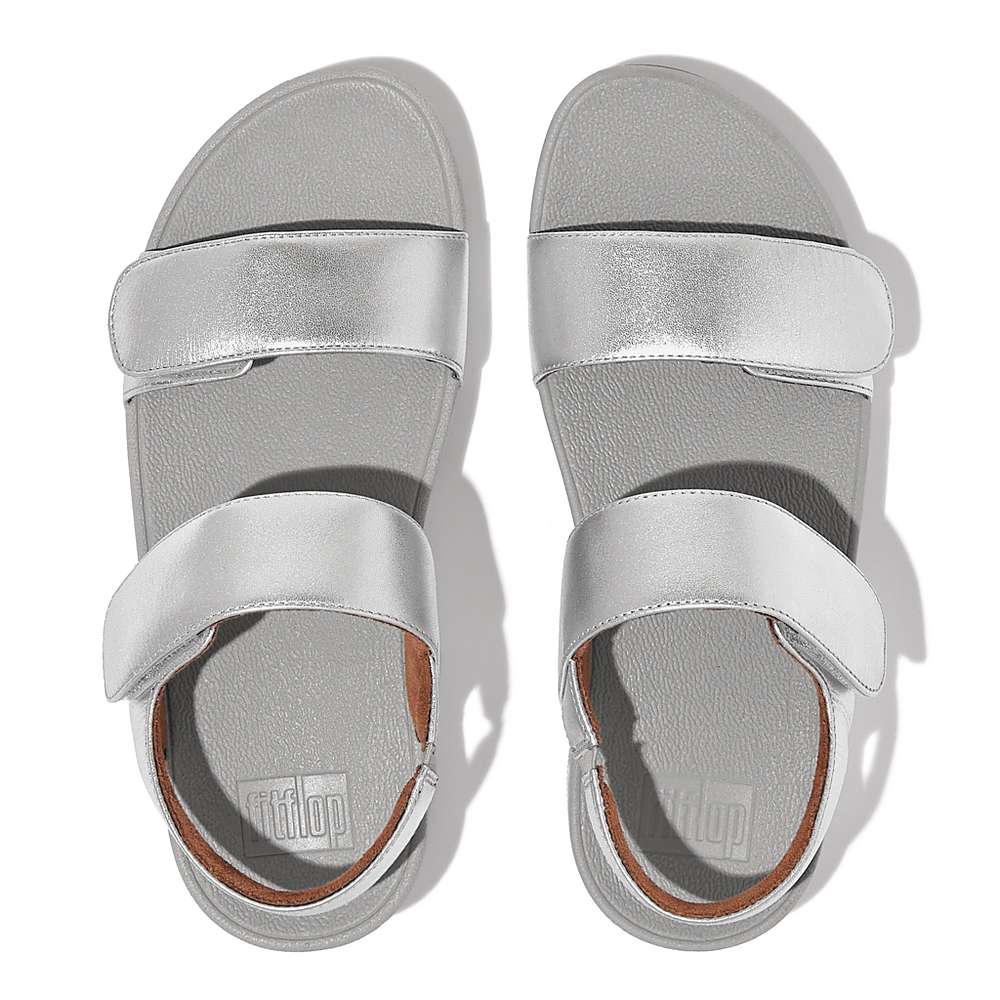 Women's Fitflop LULU Adjustable Leather Sandals Silver | Ireland-93825