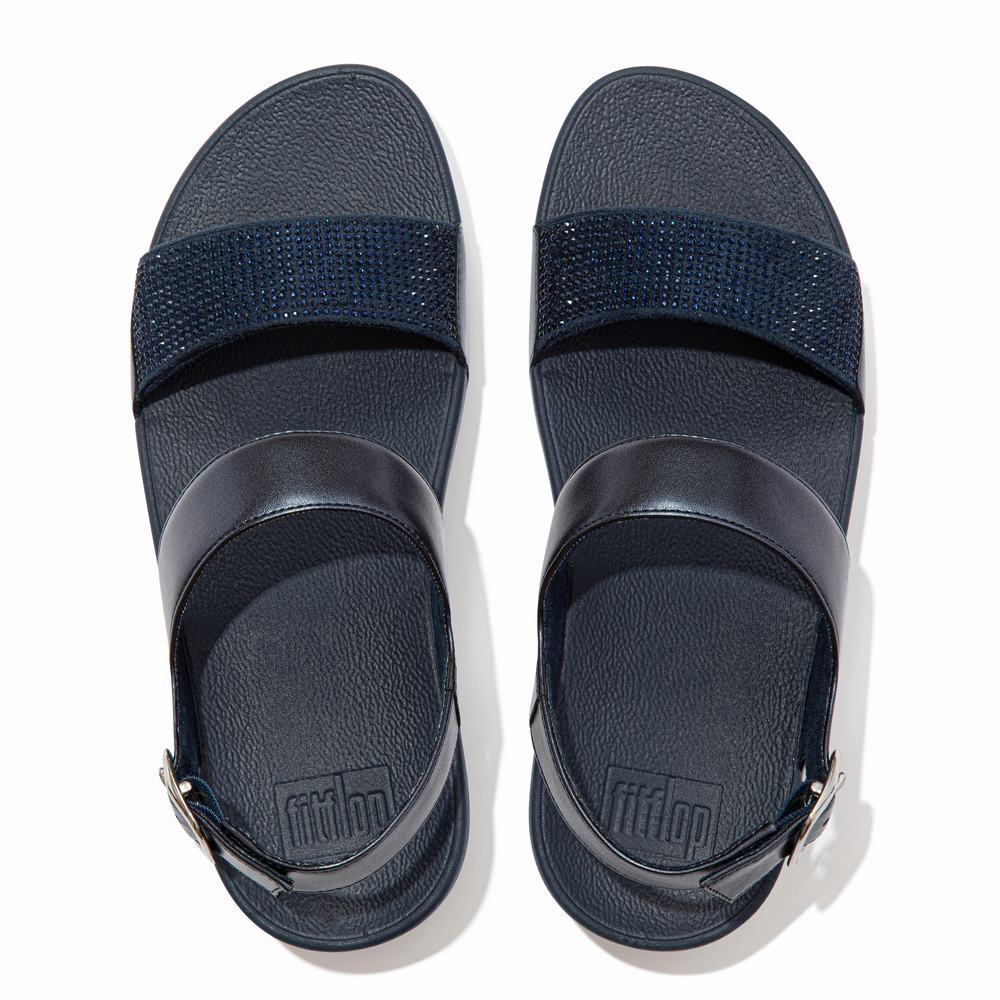 Women's Fitflop LULU Crystal Back-Strap Sandals Navy | Ireland-19842