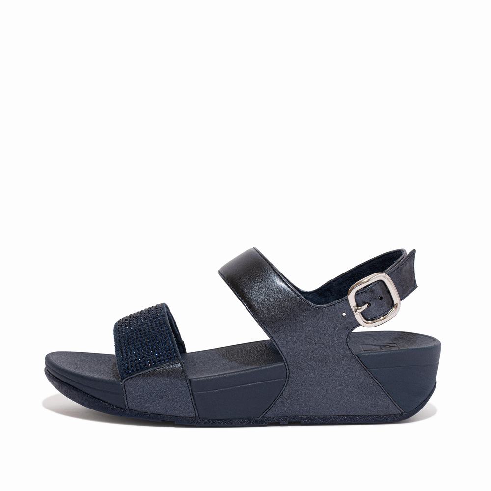 Women\'s Fitflop LULU Crystal Back-Strap Sandals Navy | Ireland-19842