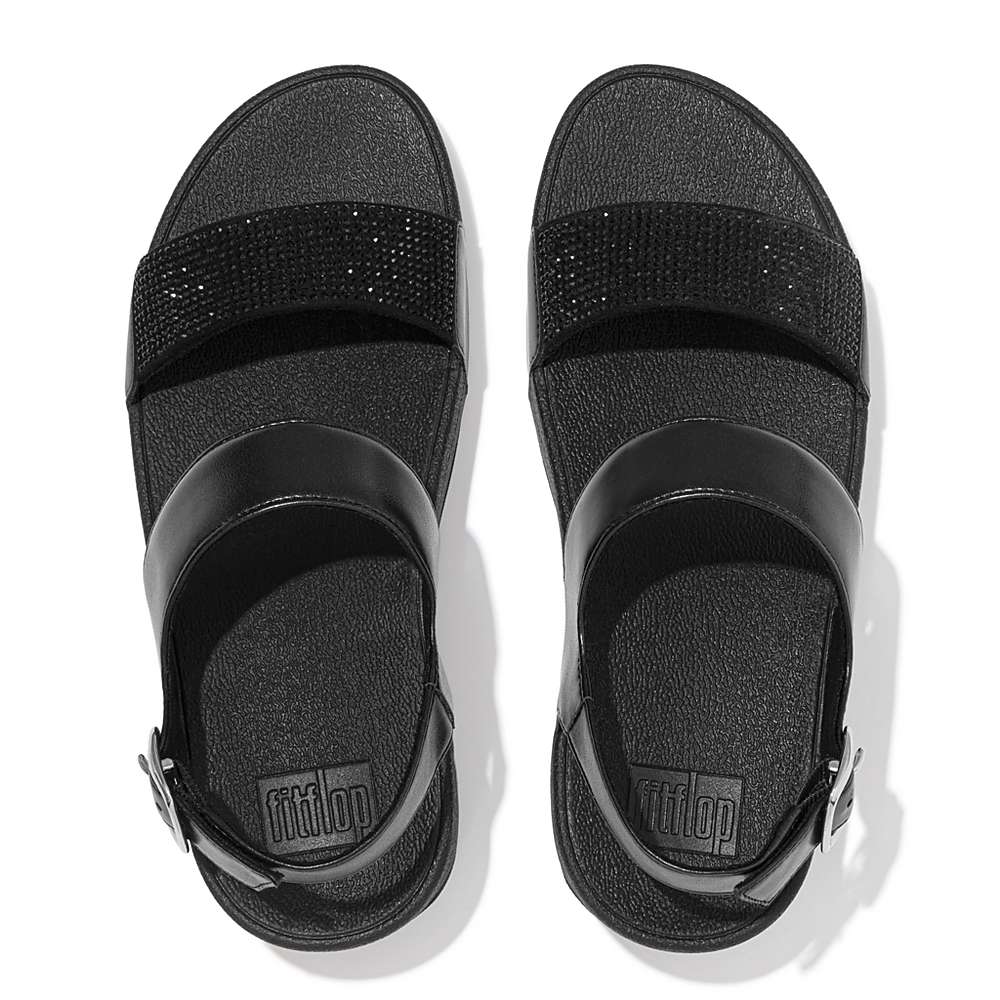 Women's Fitflop LULU Crystal Back-Strap Sandals Black | Ireland-58927