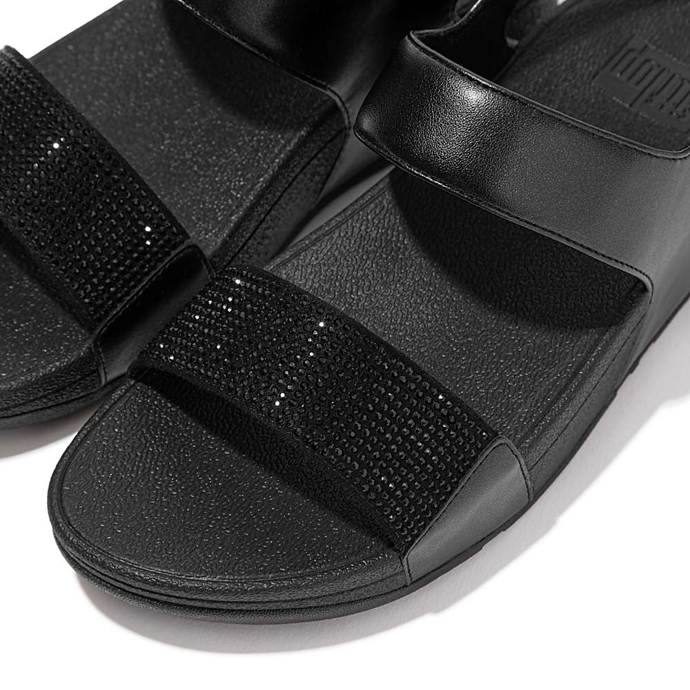 Women's Fitflop LULU Crystal Back-Strap Sandals Black | Ireland-58927