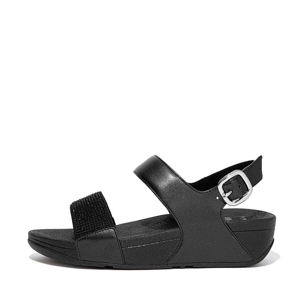 Women\'s Fitflop LULU Crystal Back-Strap Sandals Black | Ireland-58927