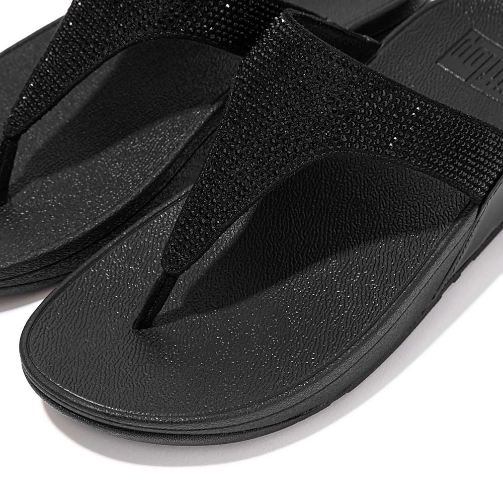 Women's Fitflop LULU Crystal Toe-Post Sandals Black | Ireland-61352