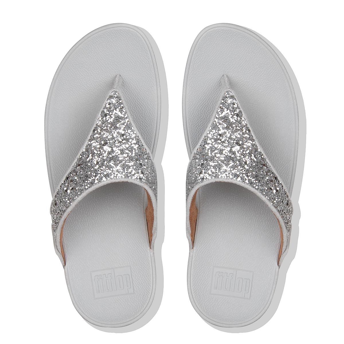 Women's Fitflop LULU Glitter Toe-Post Sandals Silver | Ireland-05278