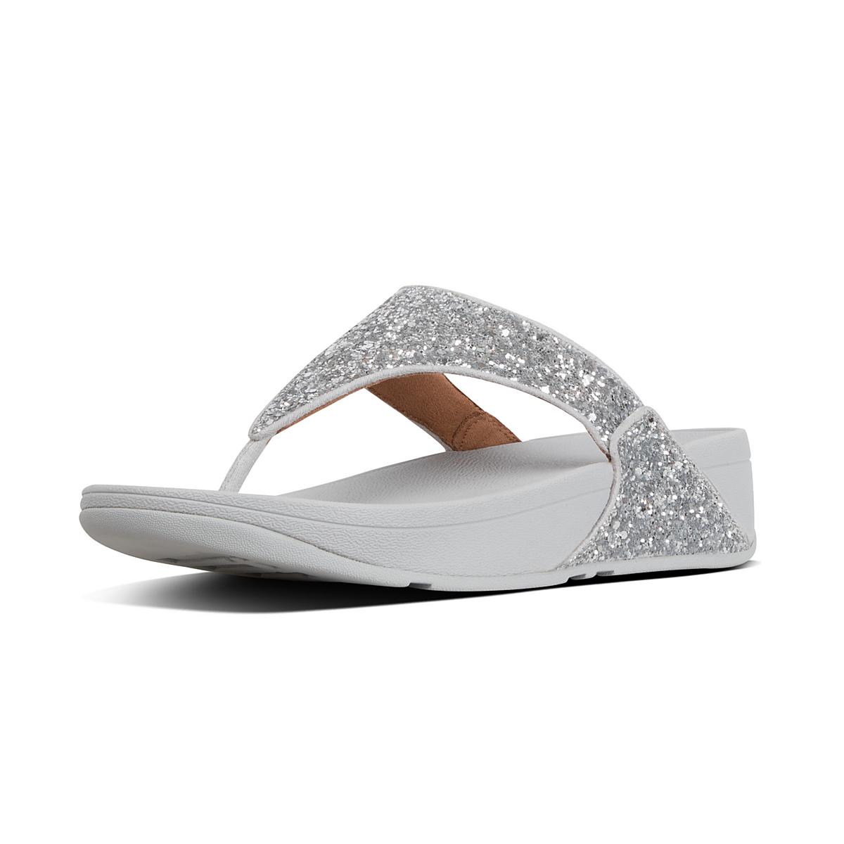 Women's Fitflop LULU Glitter Toe-Post Sandals Silver | Ireland-05278