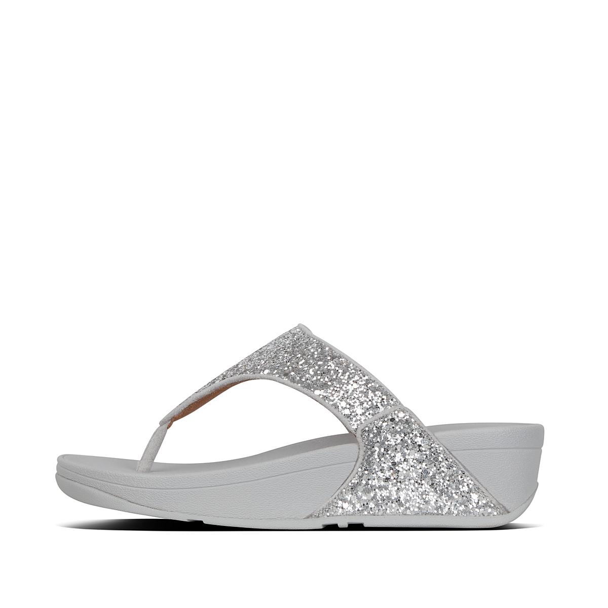 Women\'s Fitflop LULU Glitter Toe-Post Sandals Silver | Ireland-05278