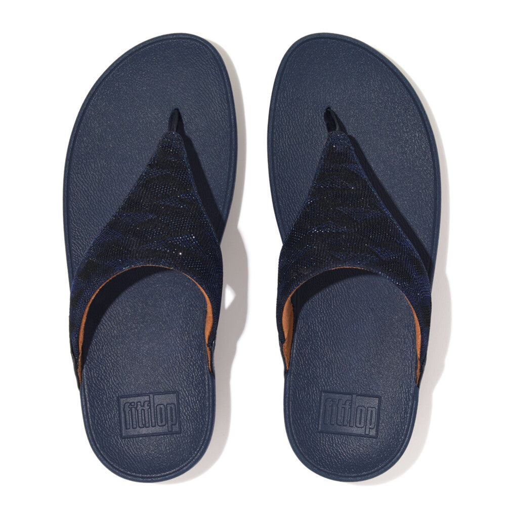 Women's Fitflop LULU Glitz Toe-Post Sandals Navy | Ireland-61537