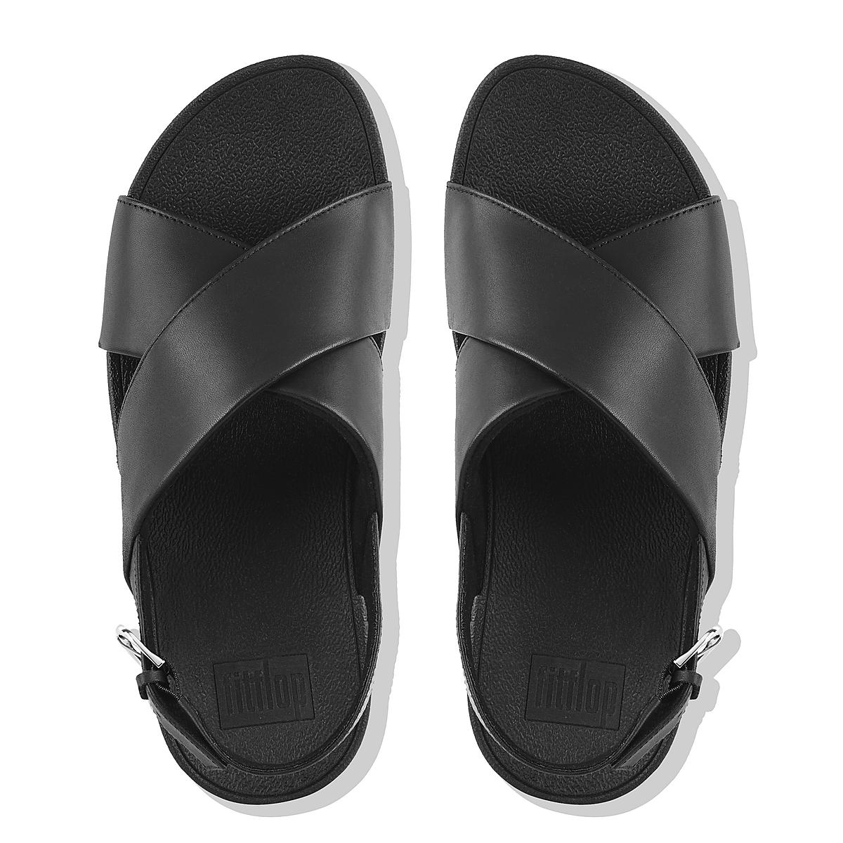 Women's Fitflop LULU Leather Back-Strap Sandals Black | Ireland-91542