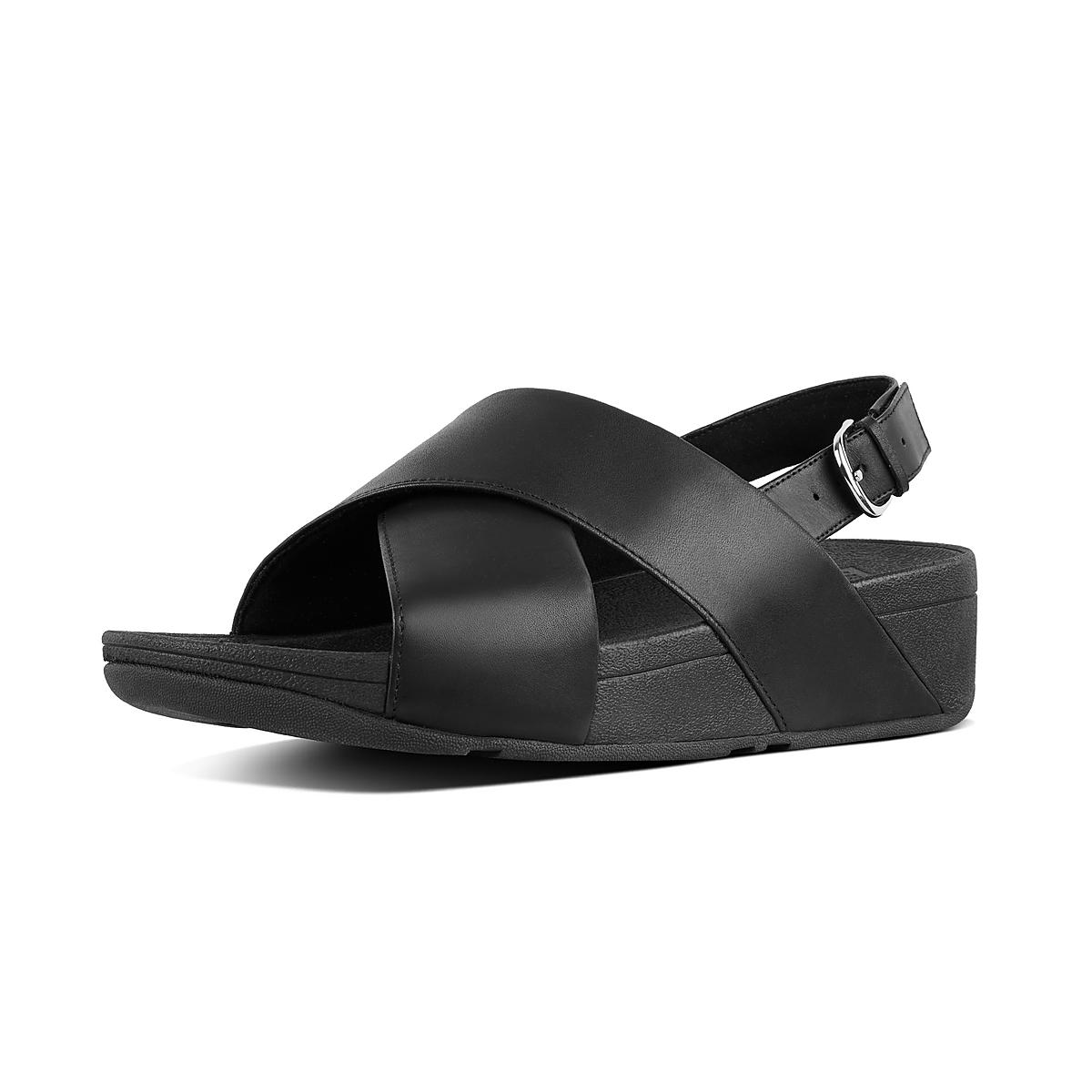 Women's Fitflop LULU Leather Back-Strap Sandals Black | Ireland-91542