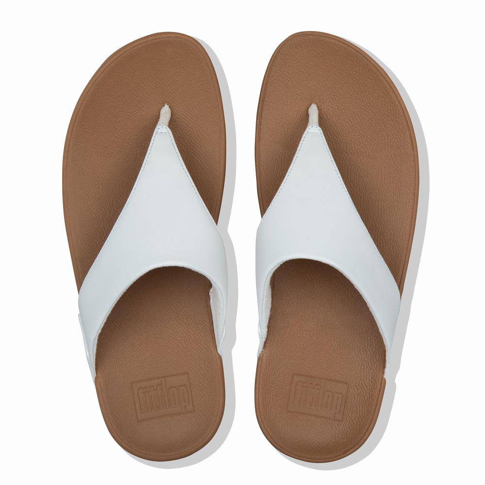 Women's Fitflop LULU Leather Toe-Post Sandals White | Ireland-09361