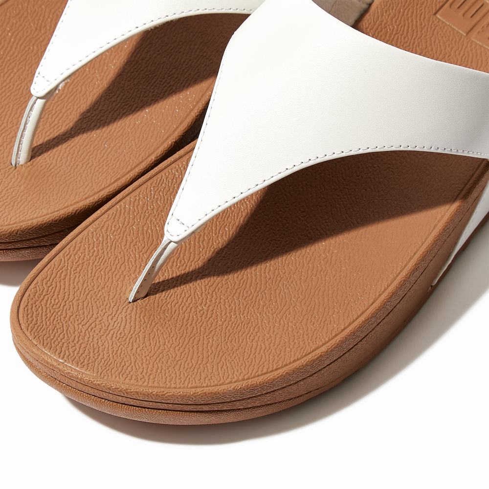 Women's Fitflop LULU Leather Toe-Post Sandals White | Ireland-09361