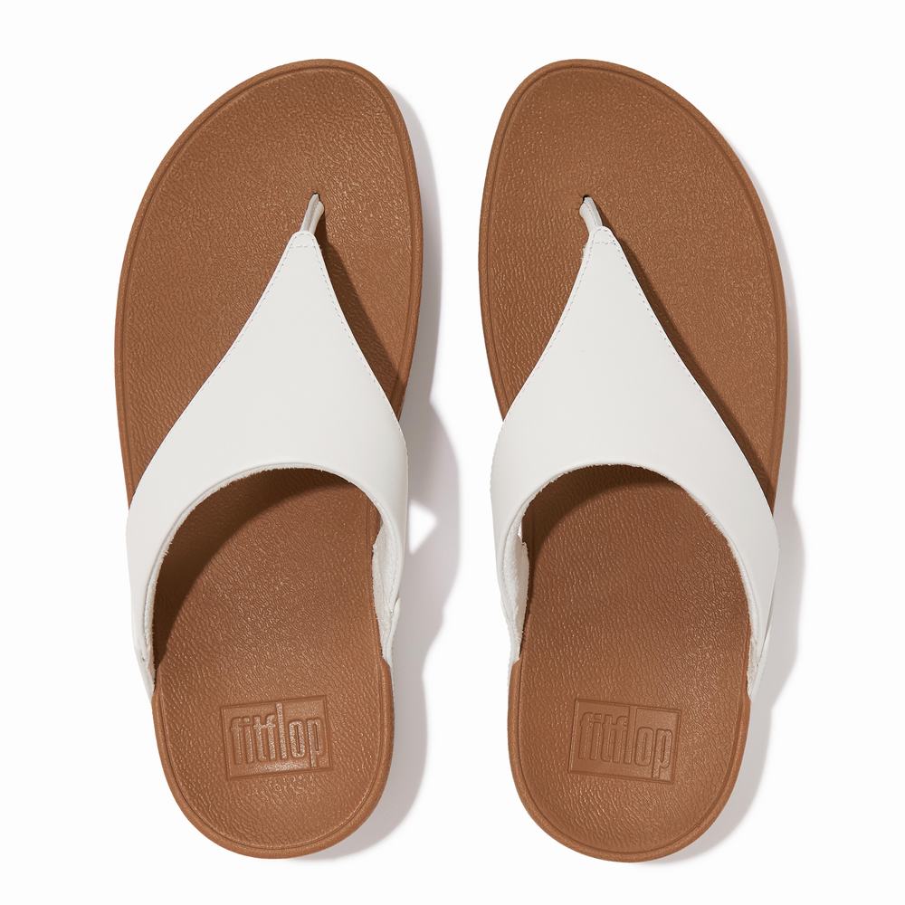 Women's Fitflop LULU Leather Toe-Post Sandals White | Ireland-09361