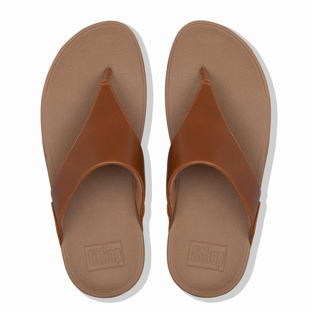 Women's Fitflop LULU Leather Toe-Post Sandals Light Brown | Ireland-40528