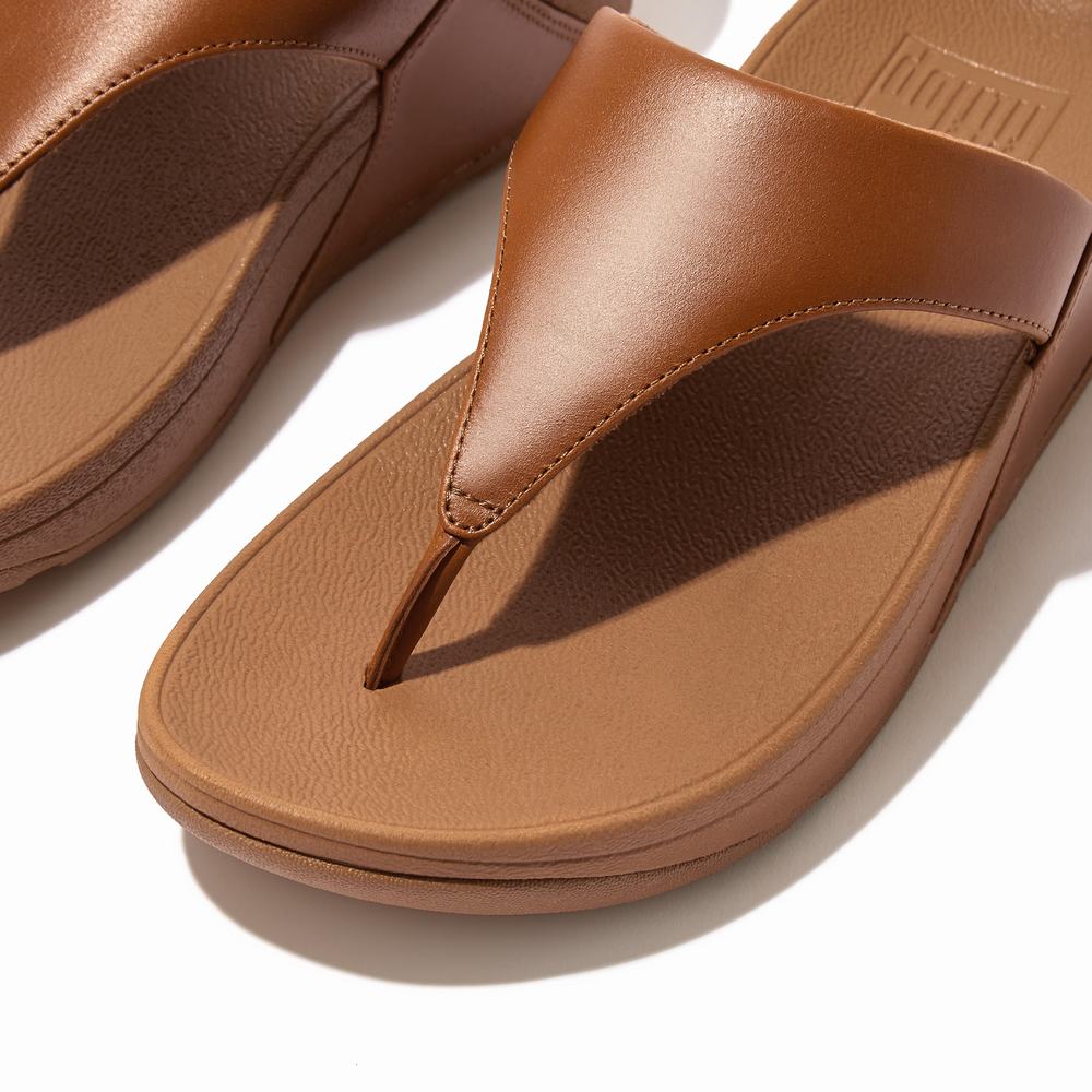 Women's Fitflop LULU Leather Toe-Post Sandals Light Brown | Ireland-40528