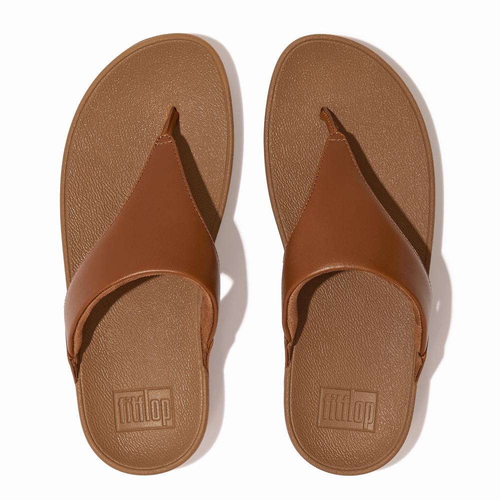 Women's Fitflop LULU Leather Toe-Post Sandals Light Brown | Ireland-40528