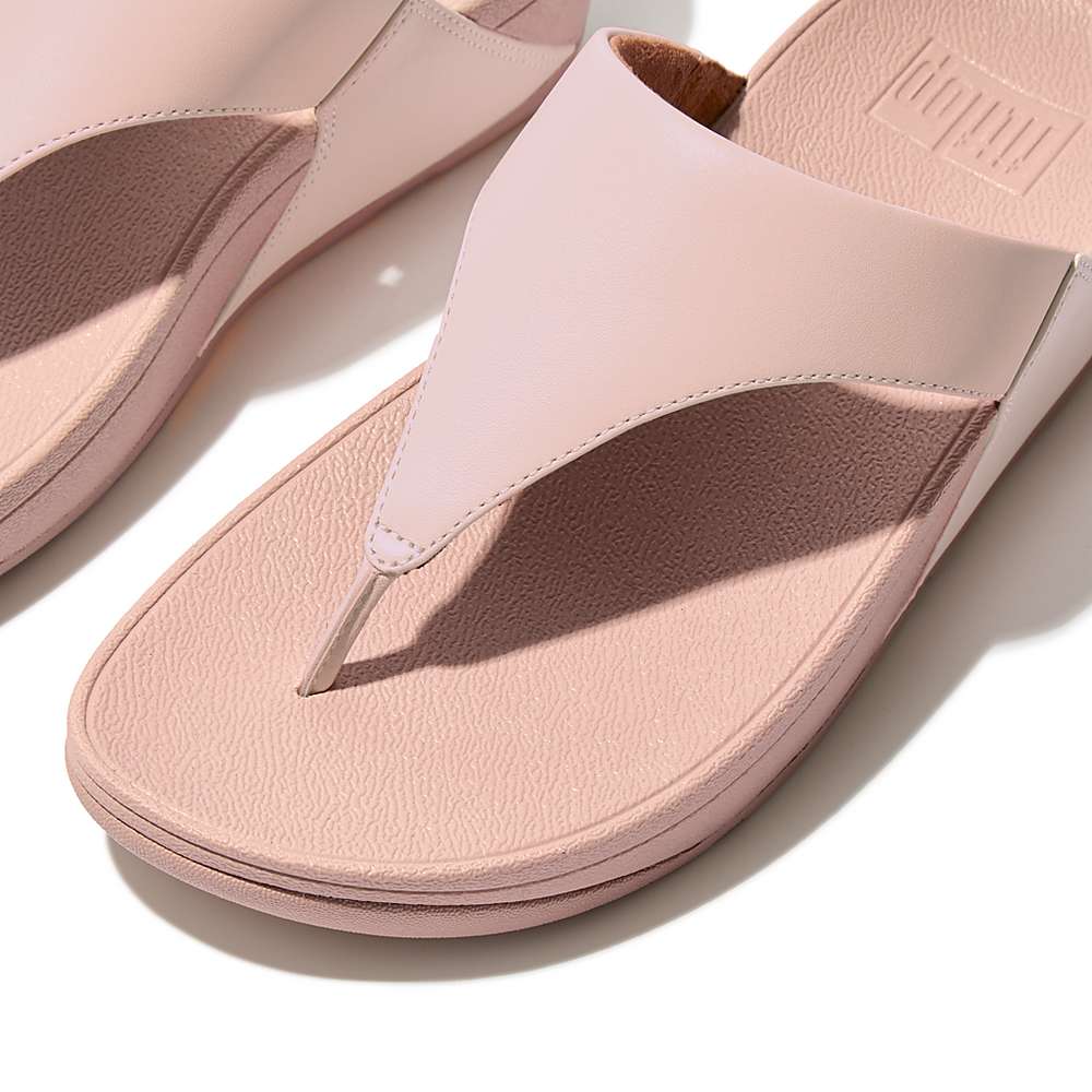 Women's Fitflop LULU Leather Toe-Post Sandals Pink | Ireland-69374