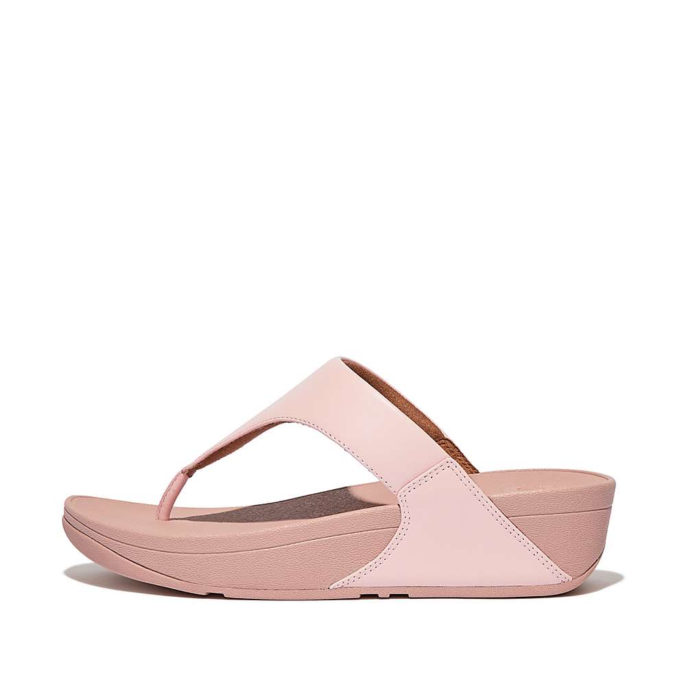 Women\'s Fitflop LULU Leather Toe-Post Sandals Pink | Ireland-69374