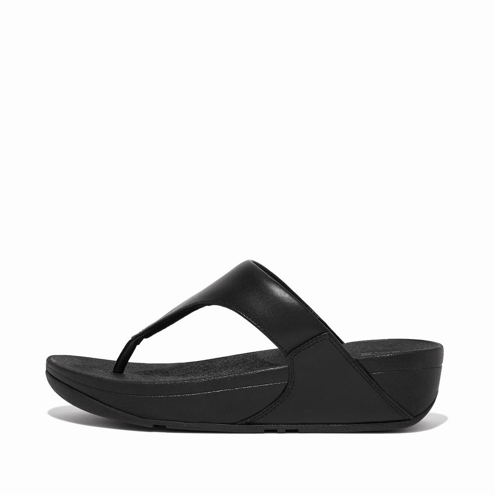 Women\'s Fitflop LULU Leather Toe-Post Sandals Black | Ireland-81736