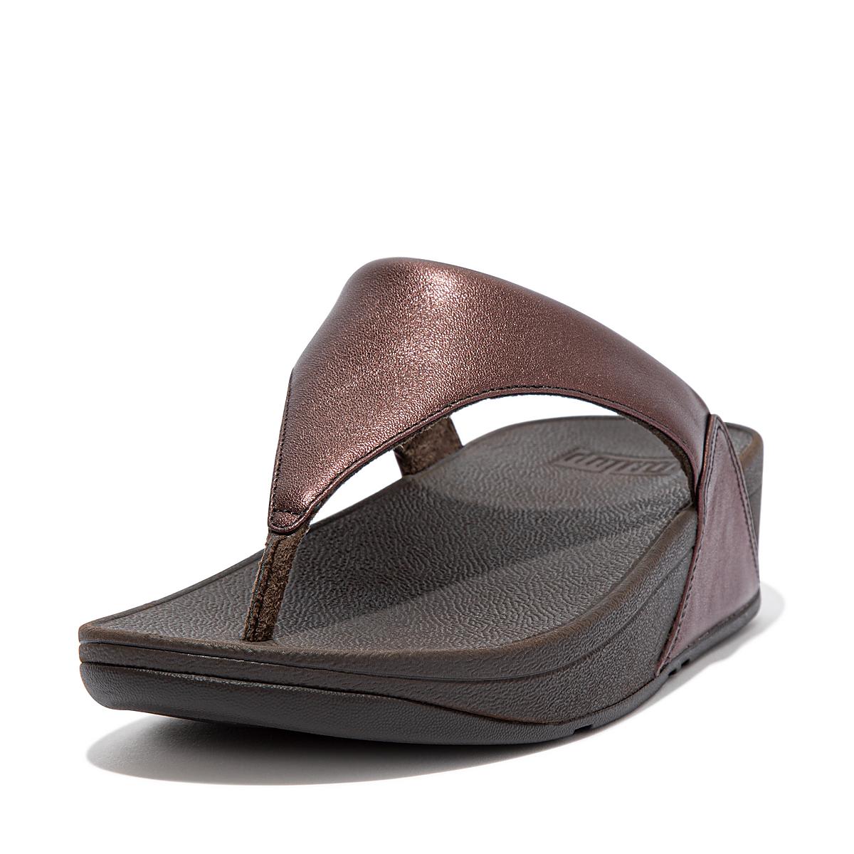 Women's Fitflop LULU Metallic Leather Sandals Chocolate | Ireland-50642