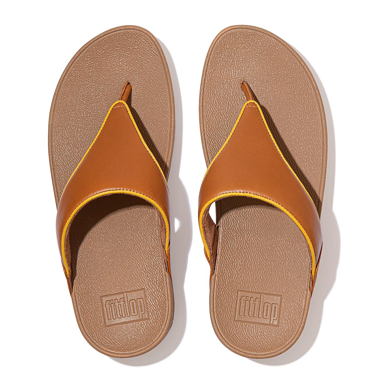 Women's Fitflop LULU Pop Binding Leather Sandals Sandals Light Brown/Orange Yellow | Ireland-67153