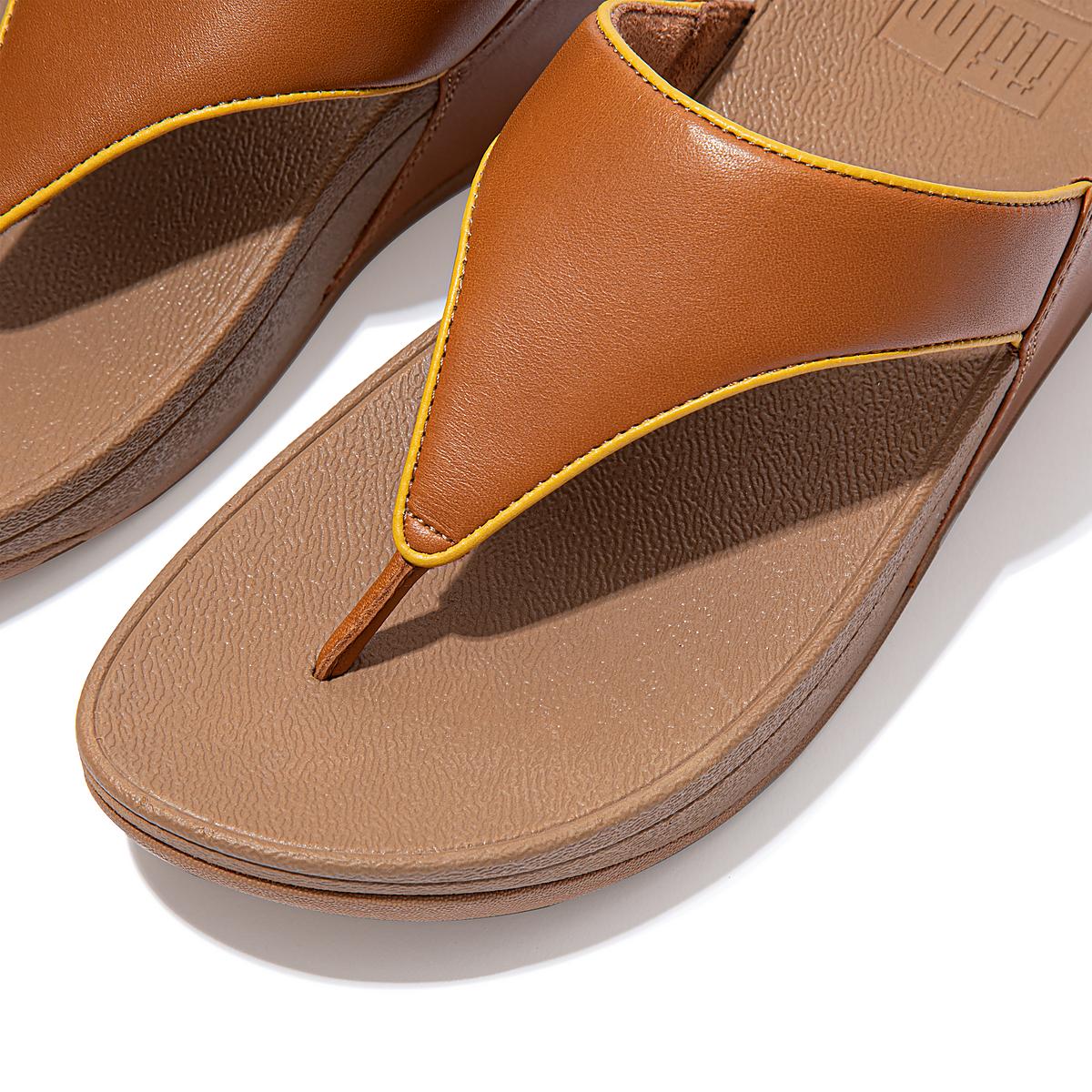 Women's Fitflop LULU Pop Binding Leather Sandals Sandals Light Brown/Orange Yellow | Ireland-67153