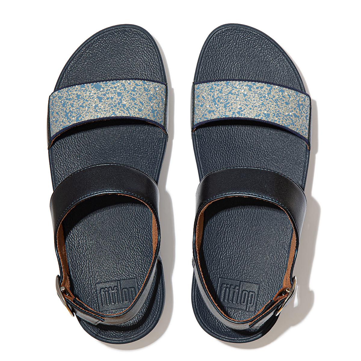 Women's Fitflop LULU Shimmer Back-Strap Sandals Navy | Ireland-01827