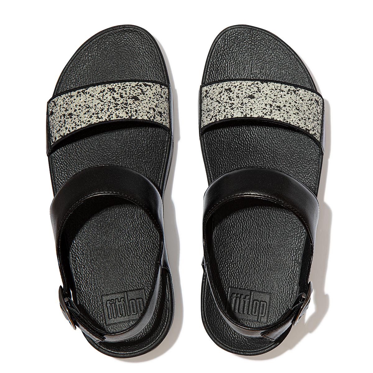 Women's Fitflop LULU Shimmer Back-Strap Sandals Black | Ireland-42561