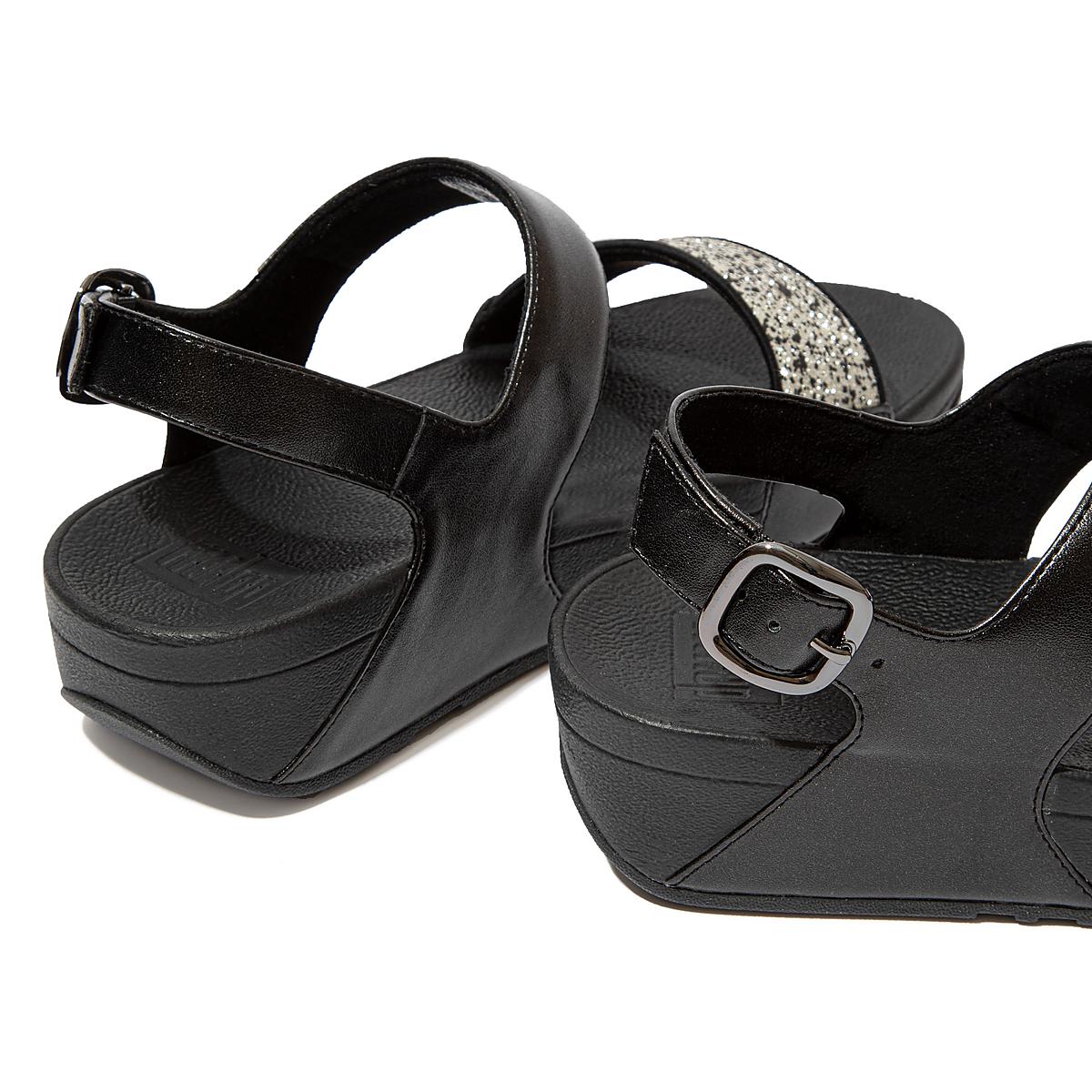 Women's Fitflop LULU Shimmer Back-Strap Sandals Black | Ireland-42561