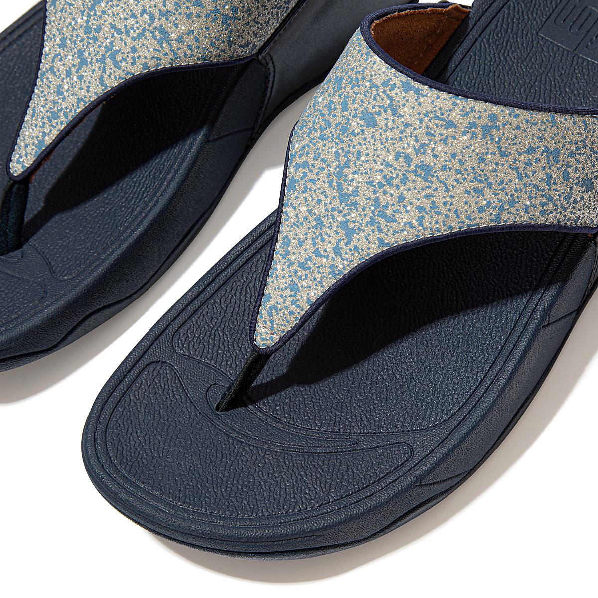 Women's Fitflop LULU Shimmer Toe-Post Sandals Navy | Ireland-06283