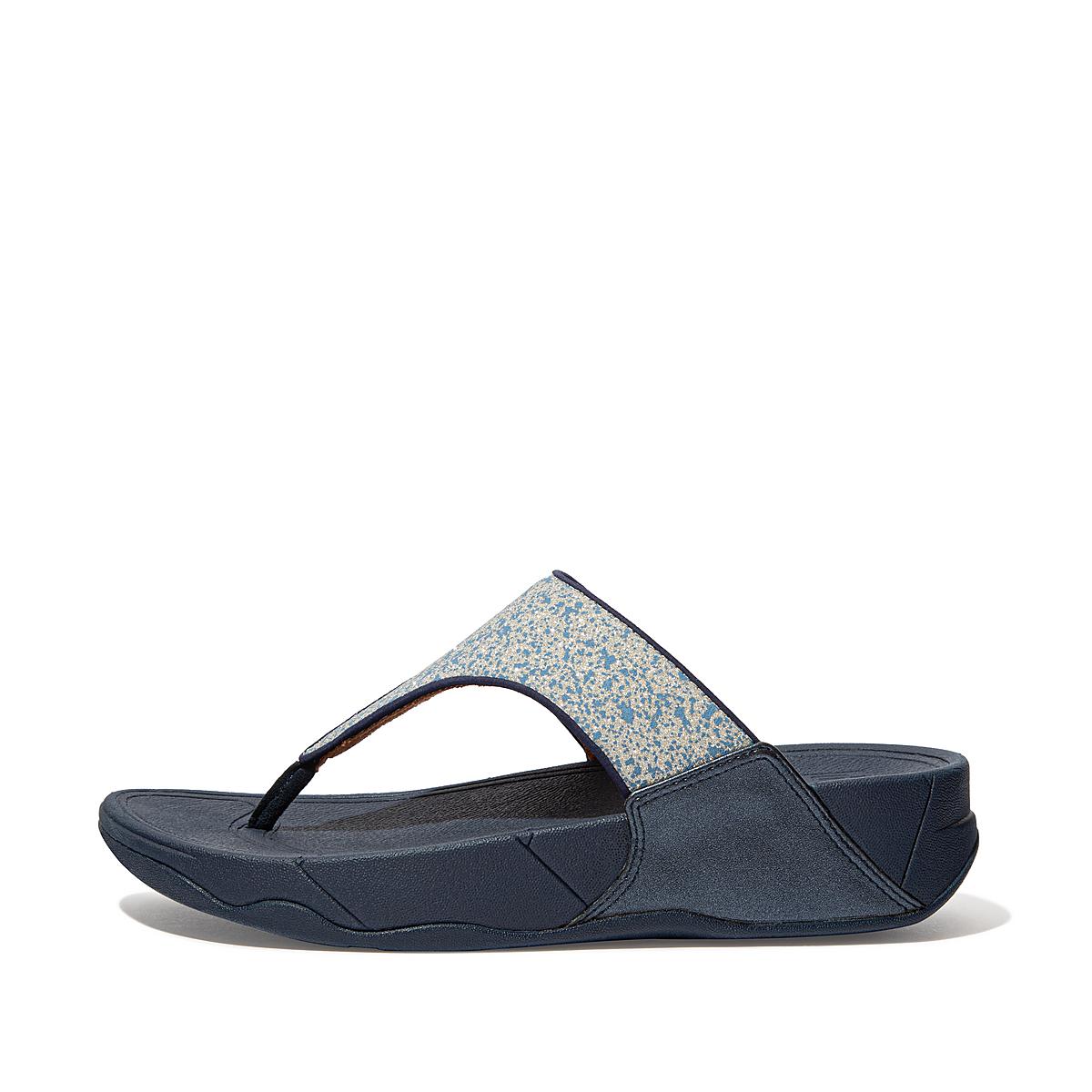 Women\'s Fitflop LULU Shimmer Toe-Post Sandals Navy | Ireland-06283