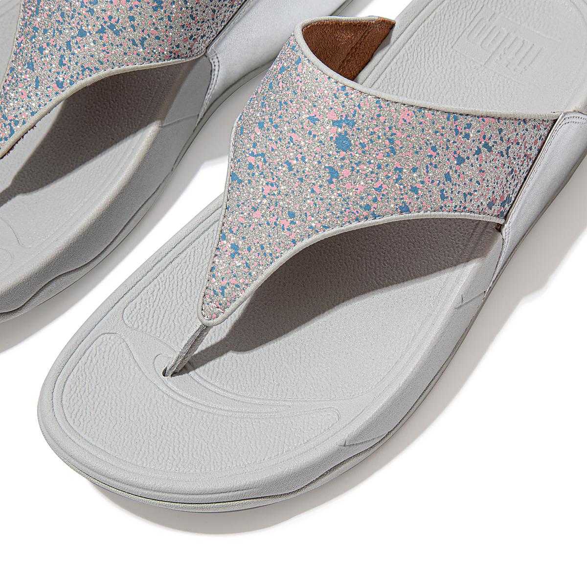 Women's Fitflop LULU Shimmer Toe-Post Sandals Silver | Ireland-60294