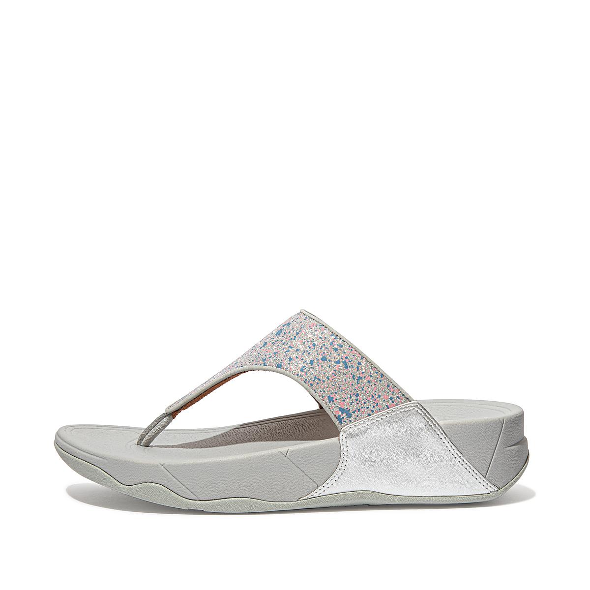 Women\'s Fitflop LULU Shimmer Toe-Post Sandals Silver | Ireland-60294