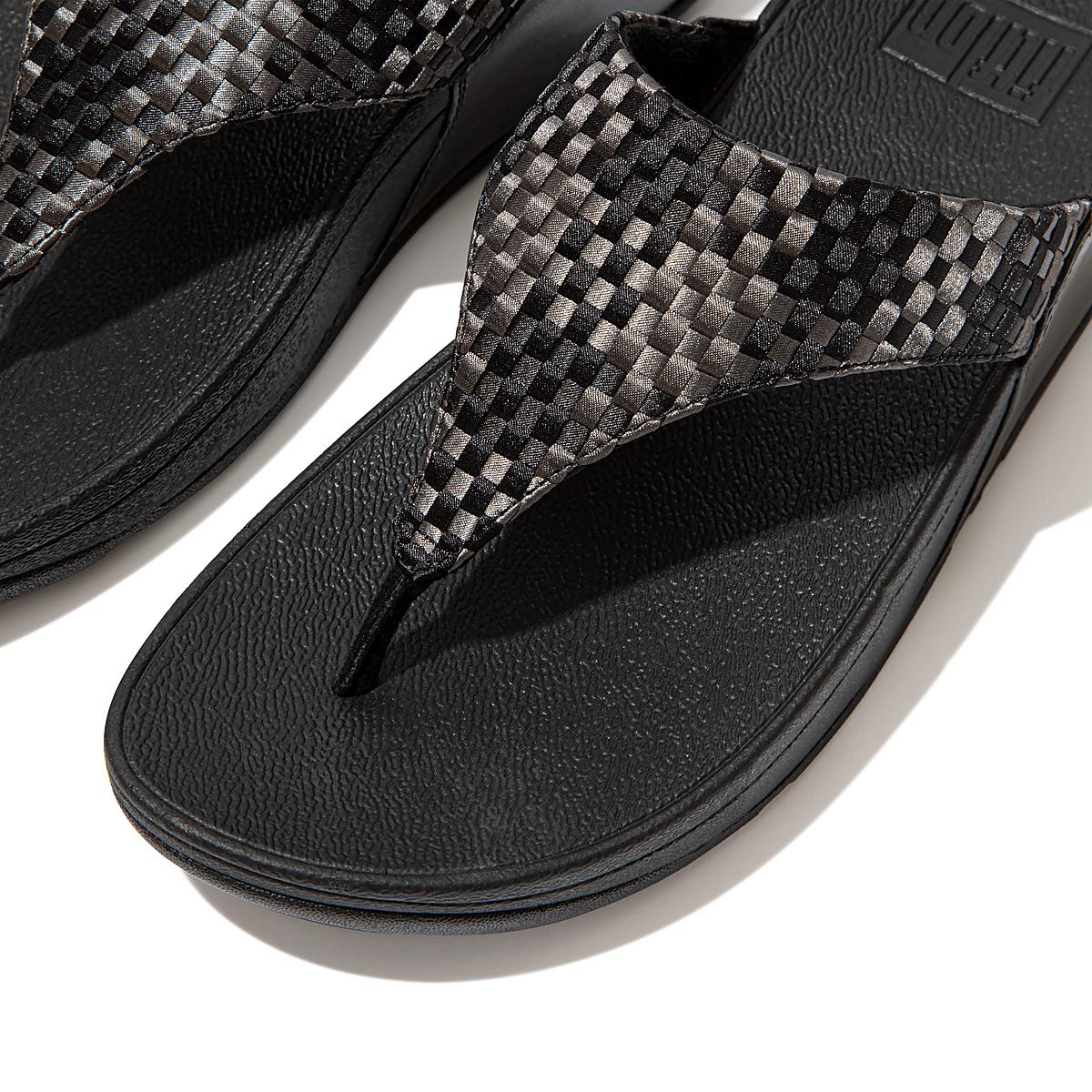 Women's Fitflop LULU Silky Weave Toe-Post Sandals Black | Ireland-07931