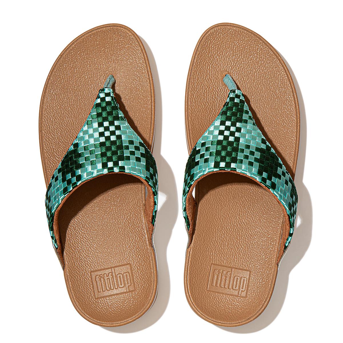 Women's Fitflop LULU Silky Weave Toe-Post Sandals Mint Green | Ireland-18062