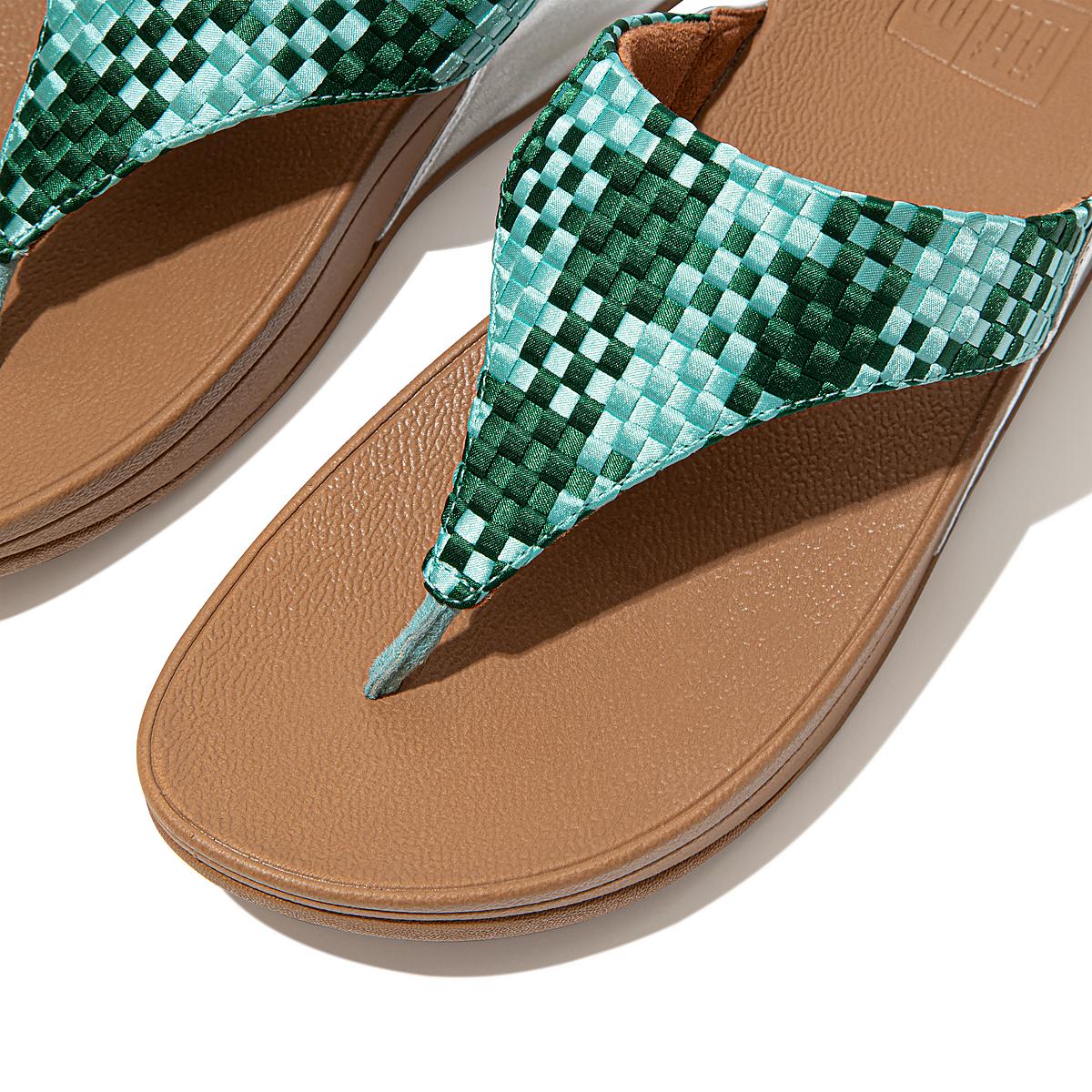 Women's Fitflop LULU Silky Weave Toe-Post Sandals Mint Green | Ireland-18062