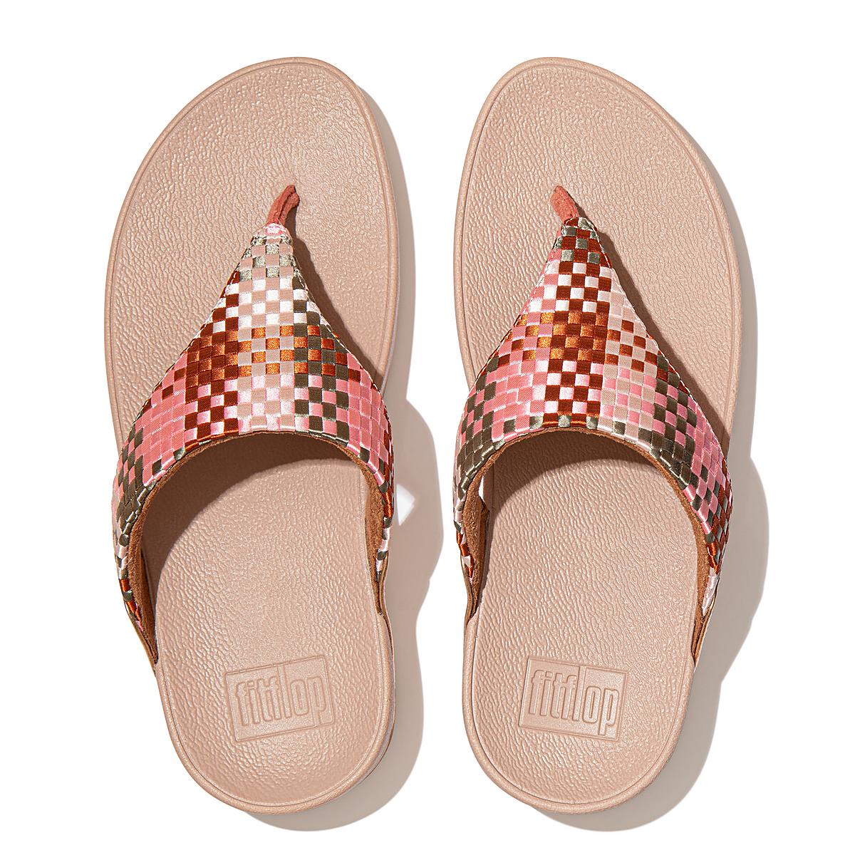 Women's Fitflop LULU Silky Weave Toe-Post Sandals Coral Pink | Ireland-43069