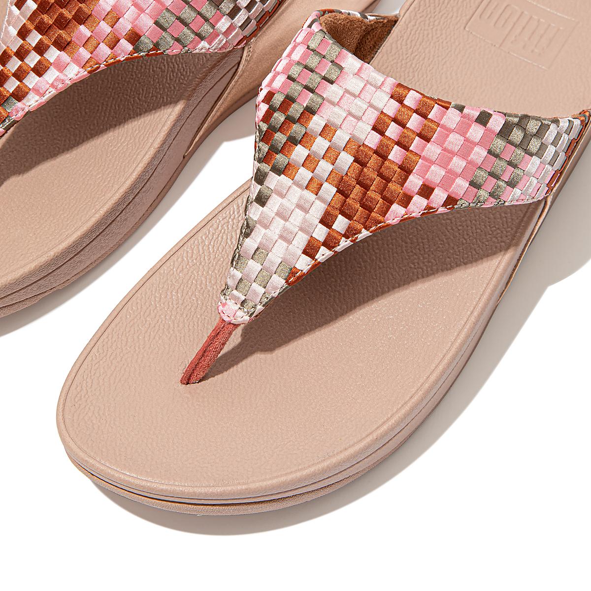 Women's Fitflop LULU Silky Weave Toe-Post Sandals Coral Pink | Ireland-43069