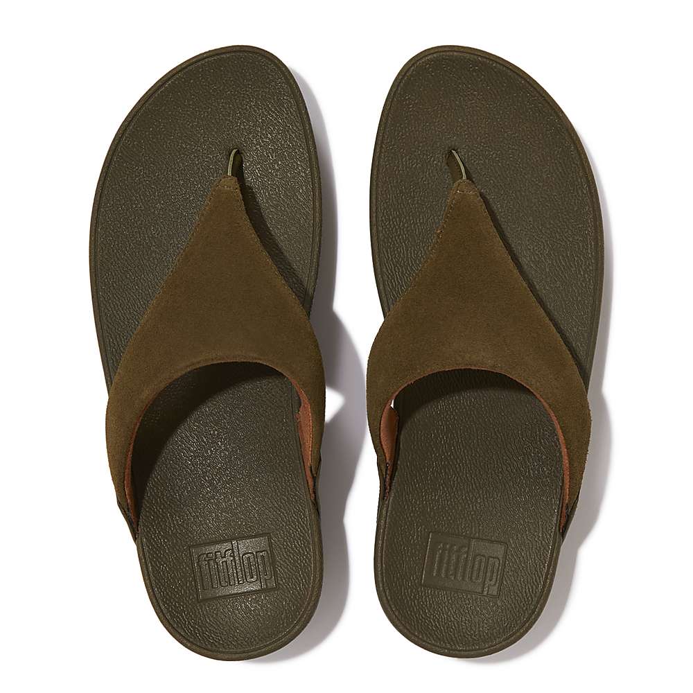 Women's Fitflop LULU Suede Toe-Post Sandals Olive | Ireland-64108