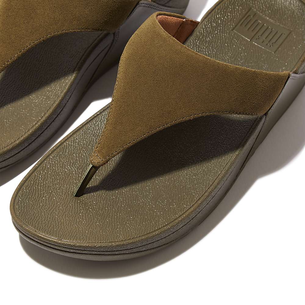 Women's Fitflop LULU Suede Toe-Post Sandals Olive | Ireland-64108